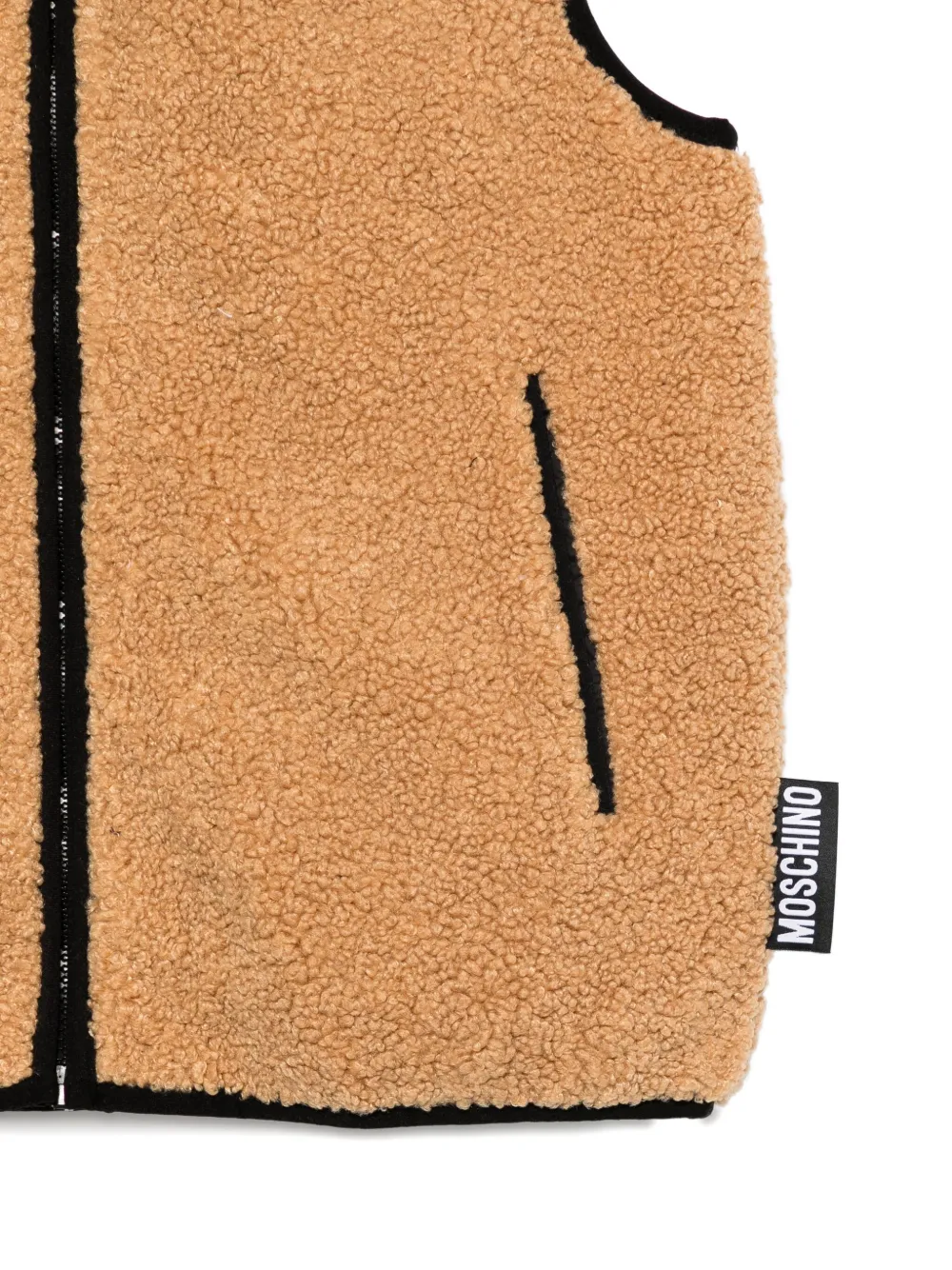 Moschino Kids teddy-bear patch hooded vest Bruin