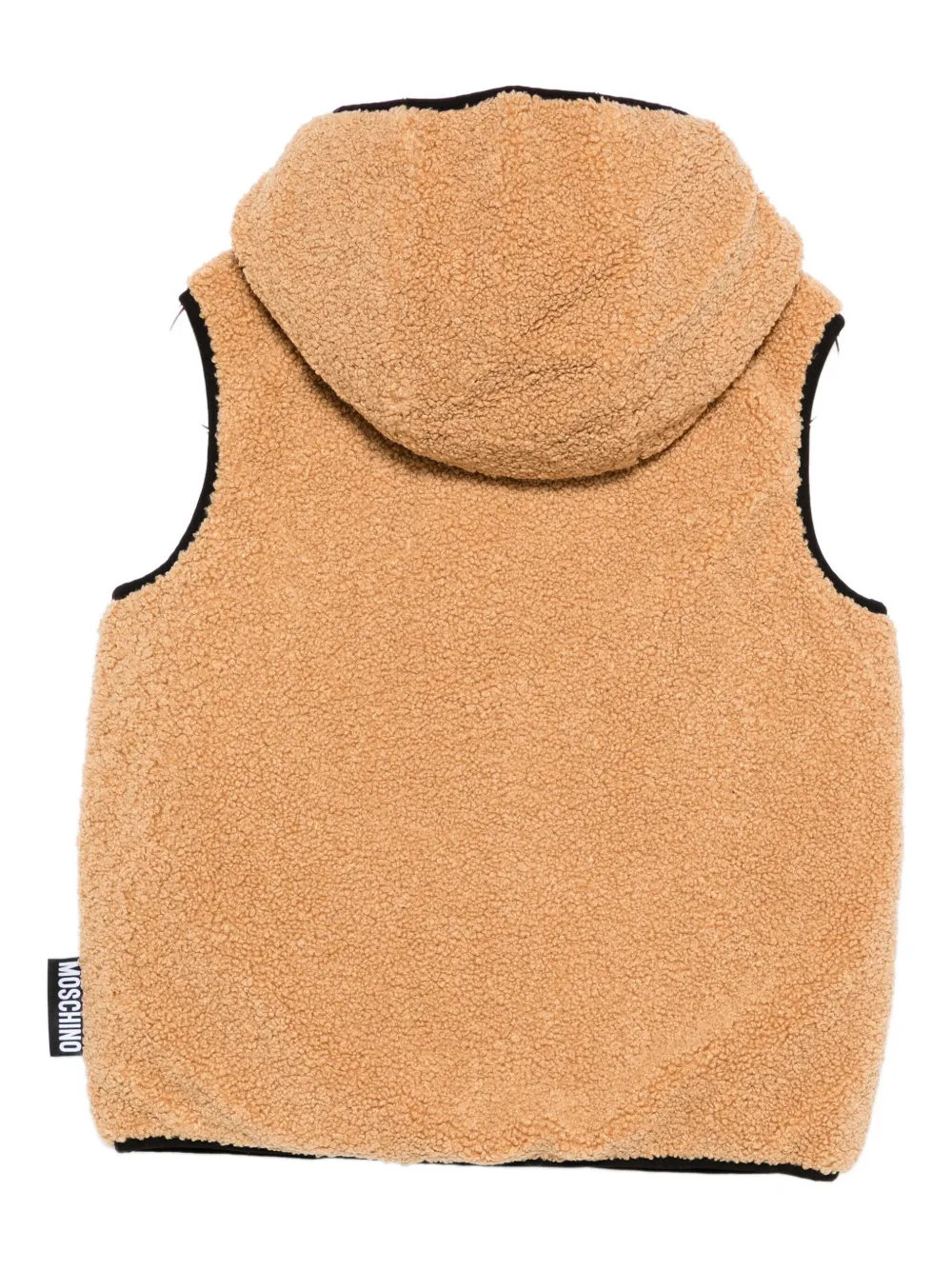 Moschino Kids teddy-bear patch hooded vest Bruin
