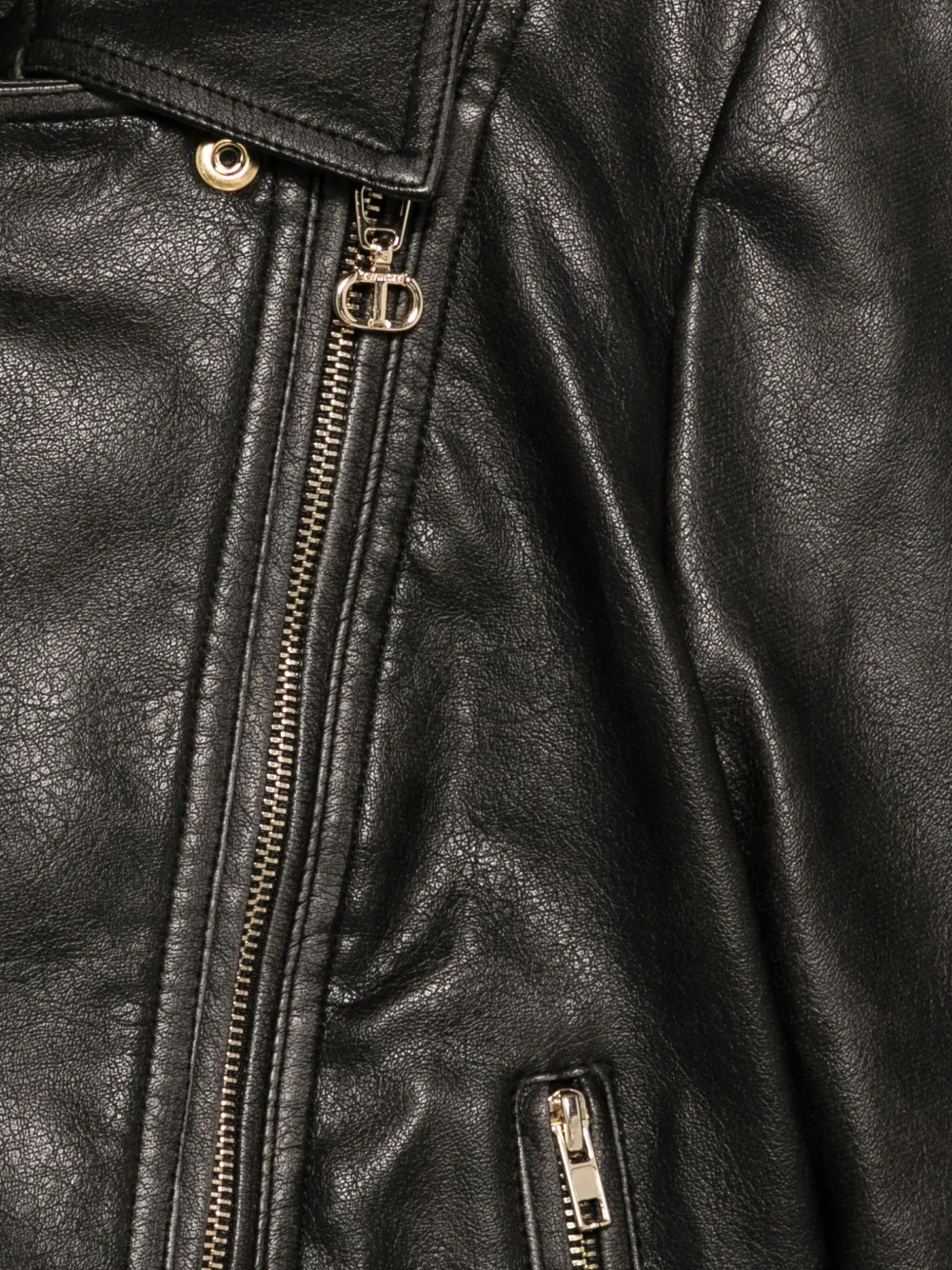 TWINSET Kids asymmetric zip-fastening biker jacket Zwart