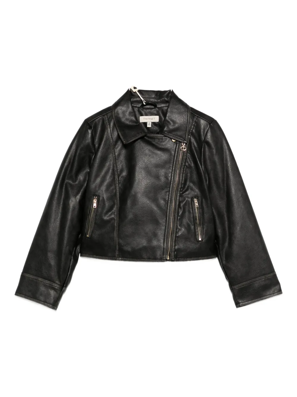 TWINSET Kids asymmetric zip-fastening biker jacket Zwart