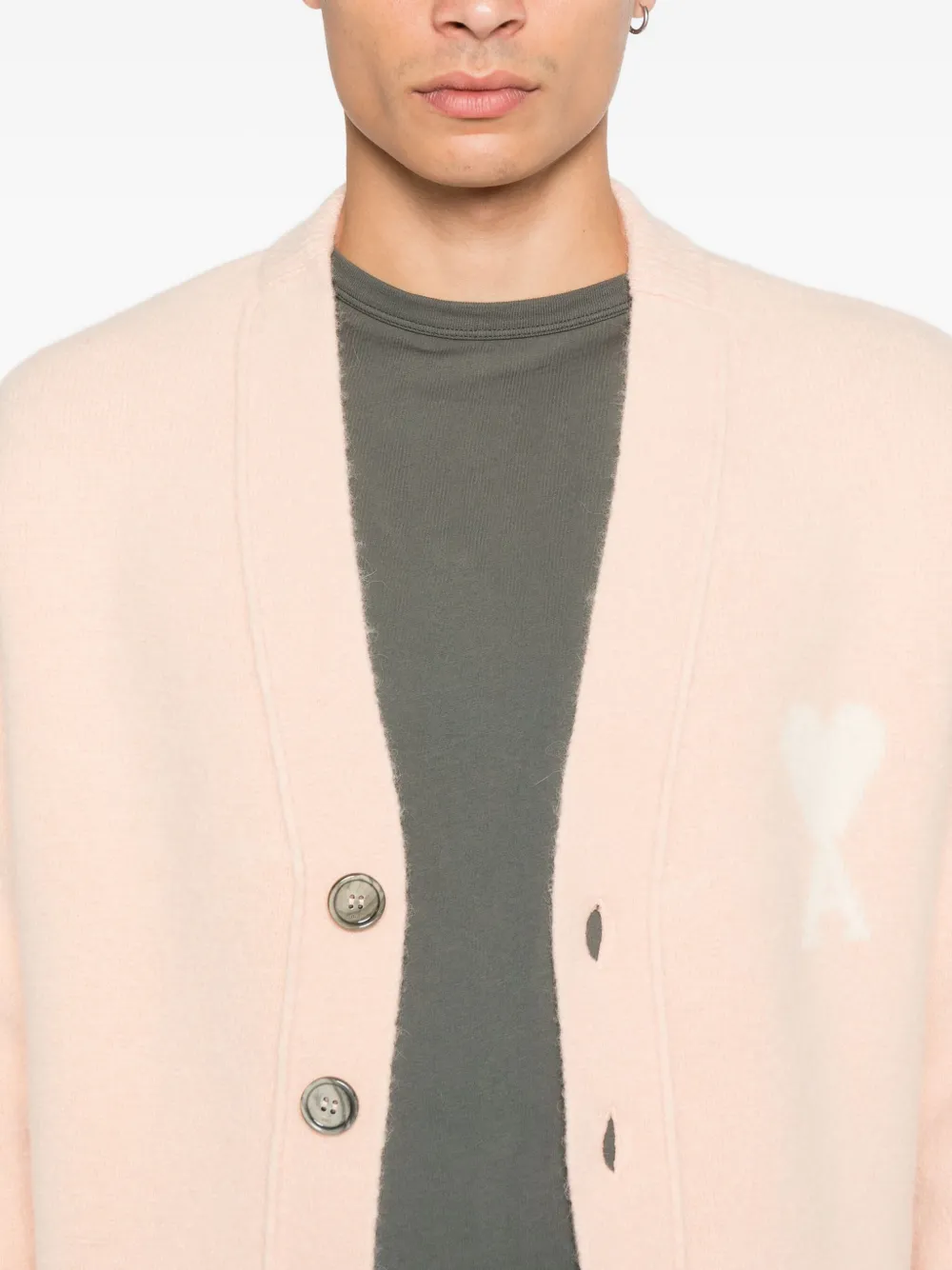 AMI Paris Ami de Coeur button cardigan Beige