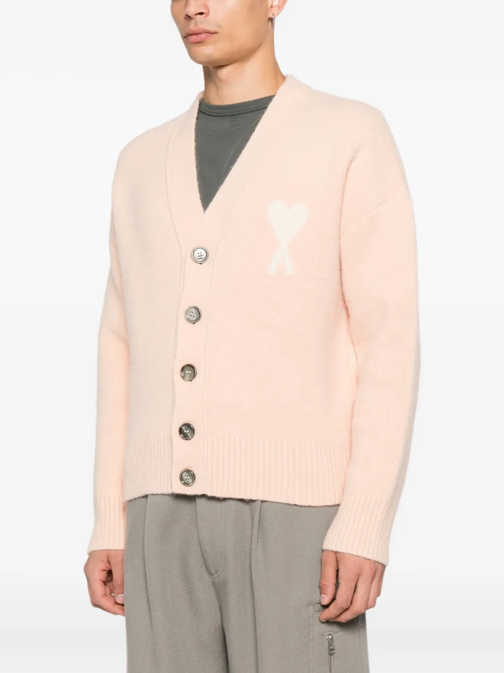 AMI Paris Ami de Coeur button cardigan Beige