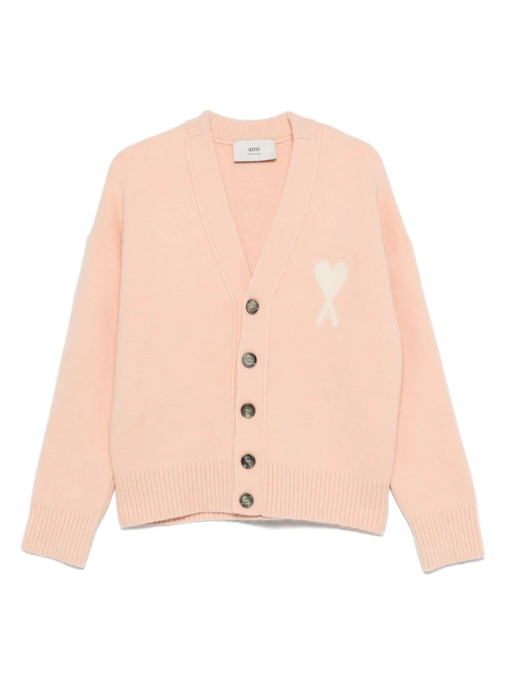 AMI Paris Ami de Coeur button cardigan Beige