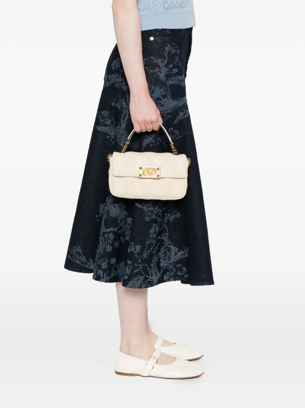 Valentino Garavani Quiltie 67 leren schoudertas - Beige