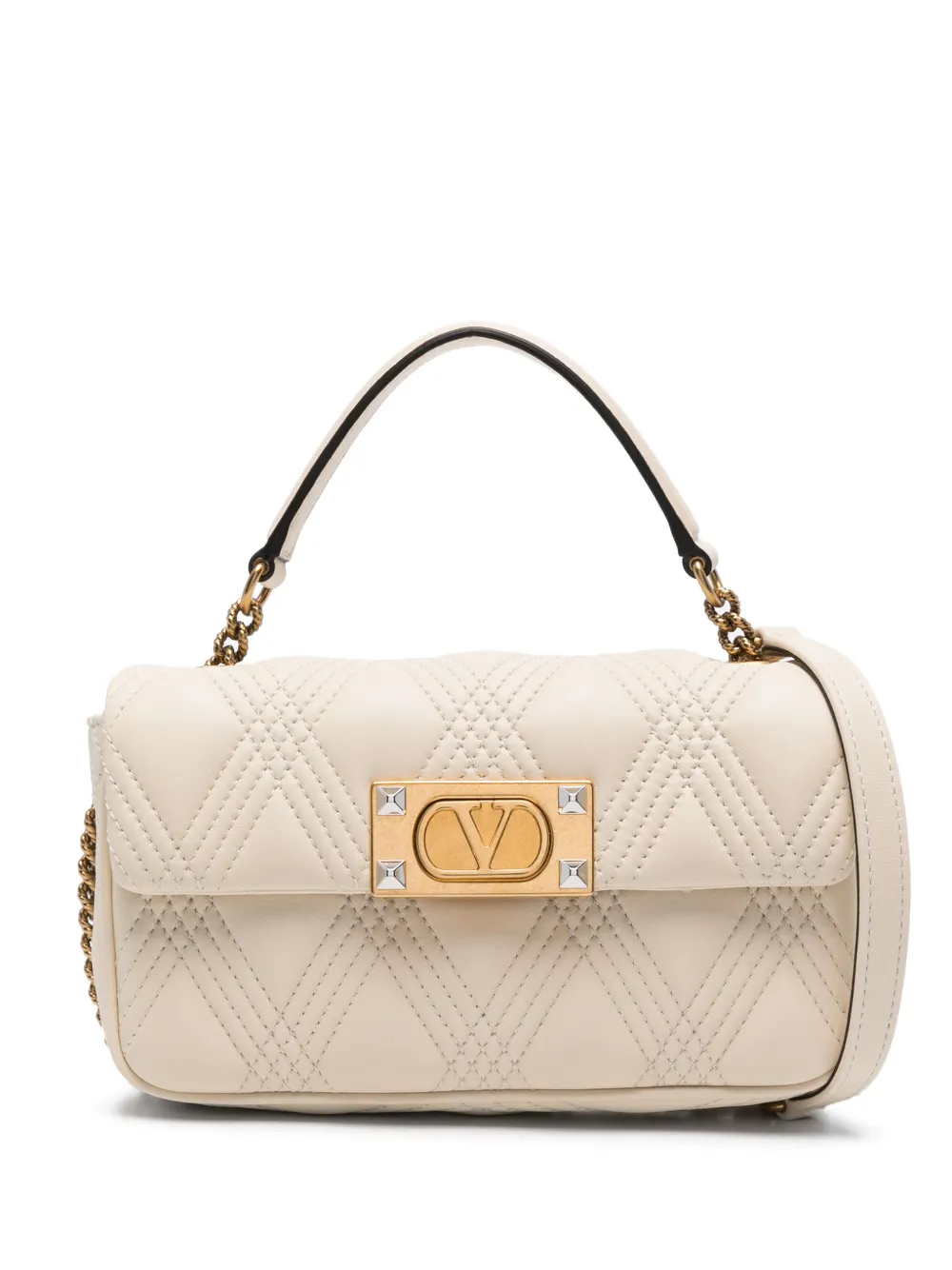 Valentino Garavani Quiltie 67 leren schoudertas Beige