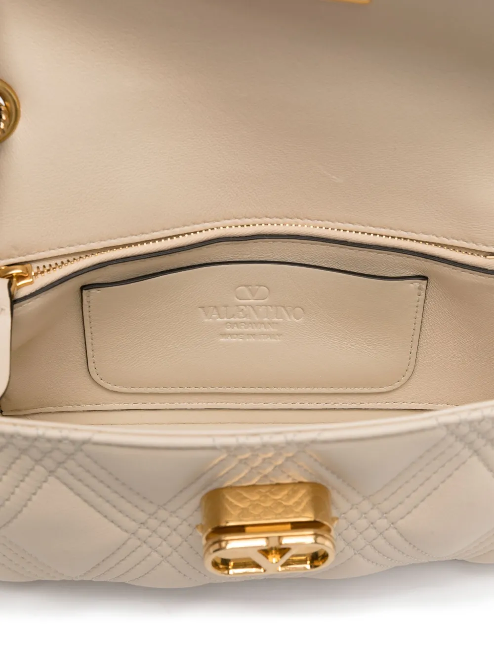 Valentino Garavani Quiltie 67 leren schoudertas Beige