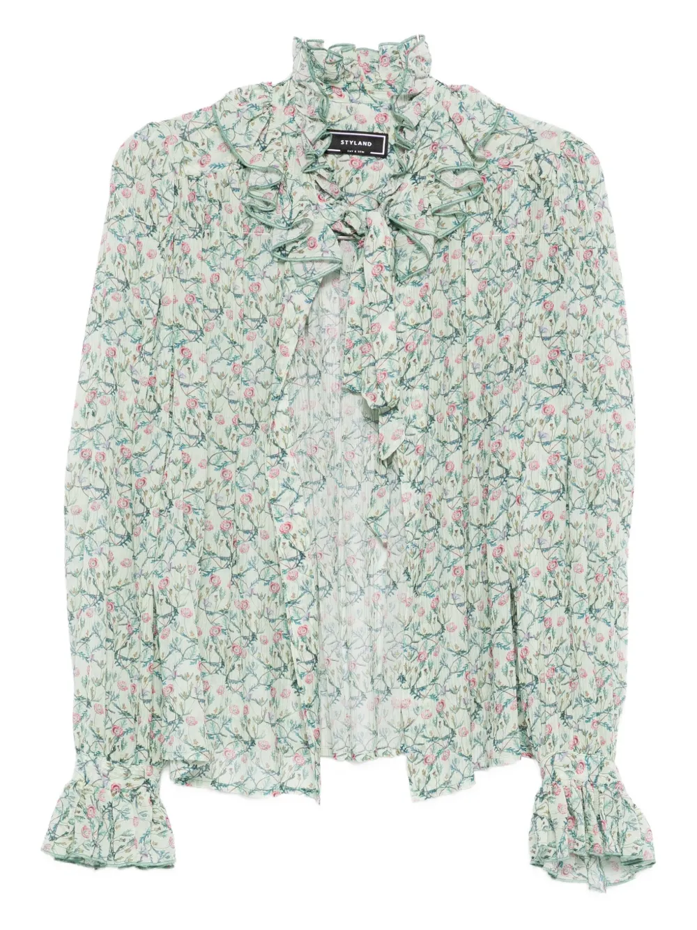 floral-print ruffled blouse
