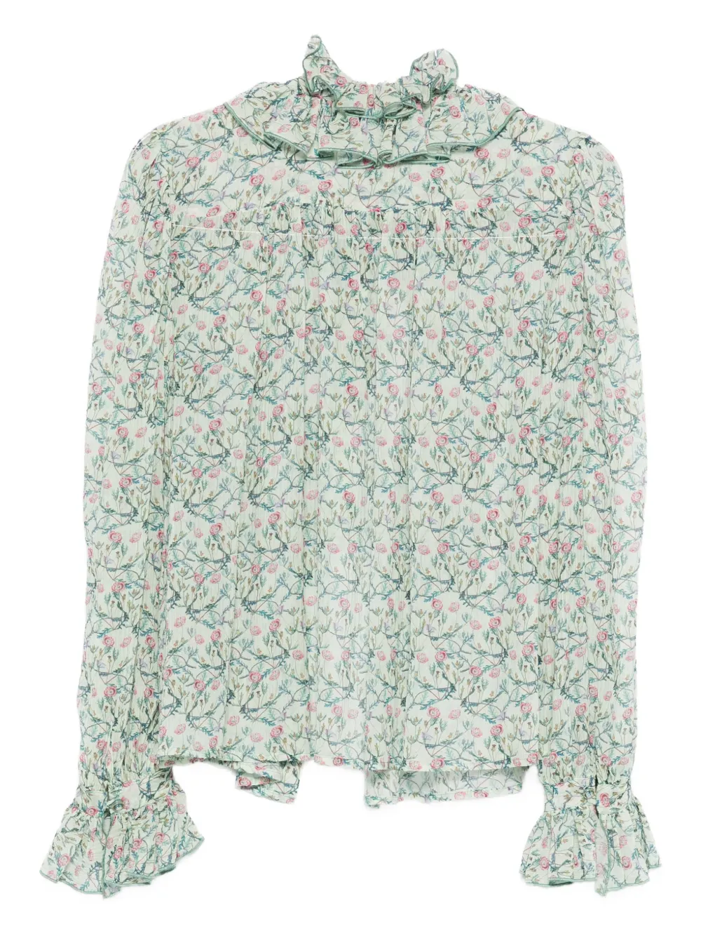 STYLAND floral-print ruffled blouse - Groen