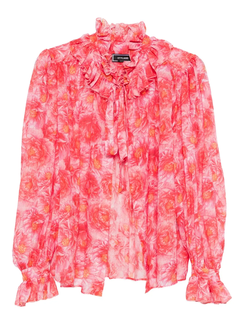 floral-print ruffled blouse