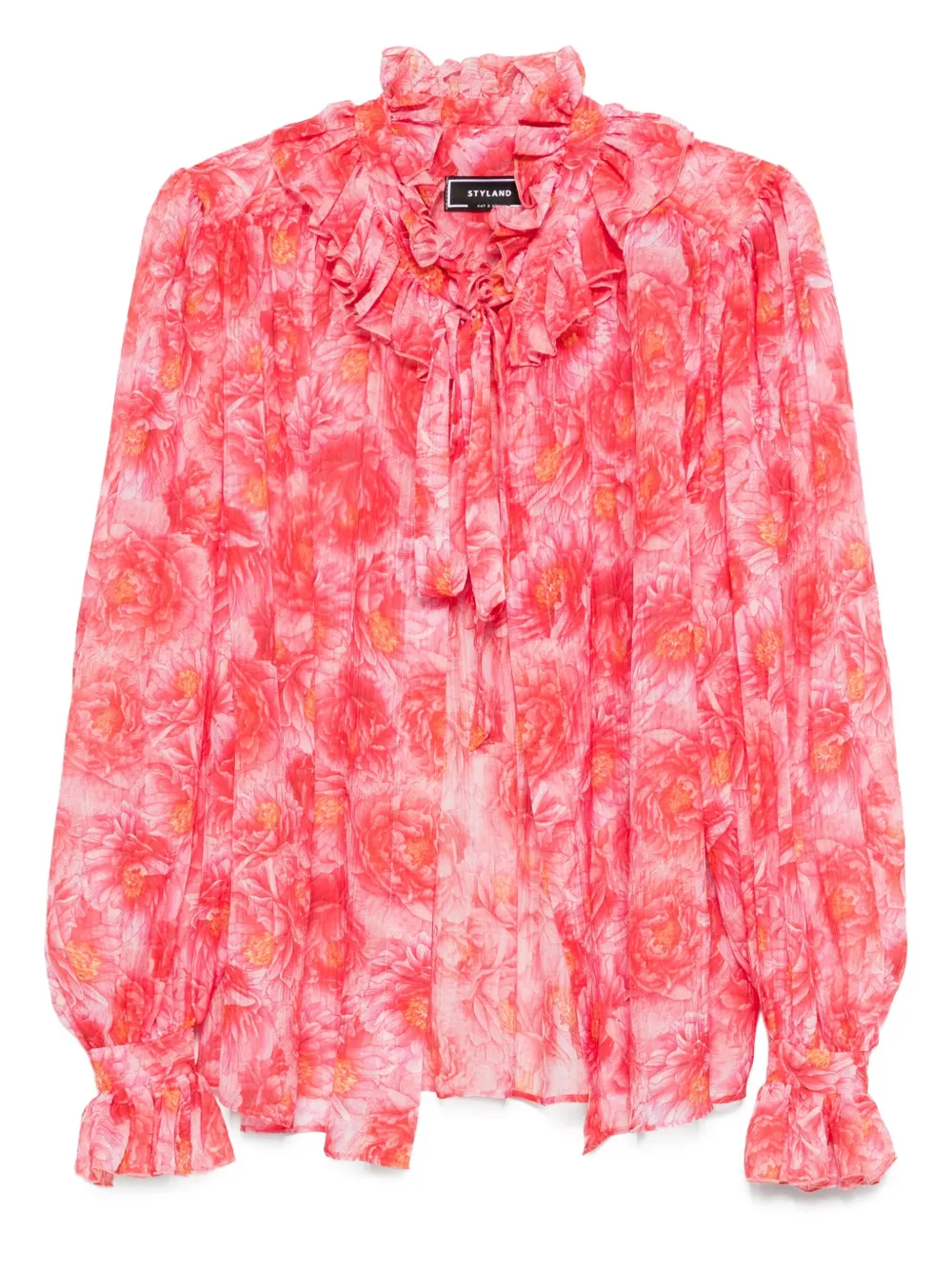 floral-print ruffled blouse