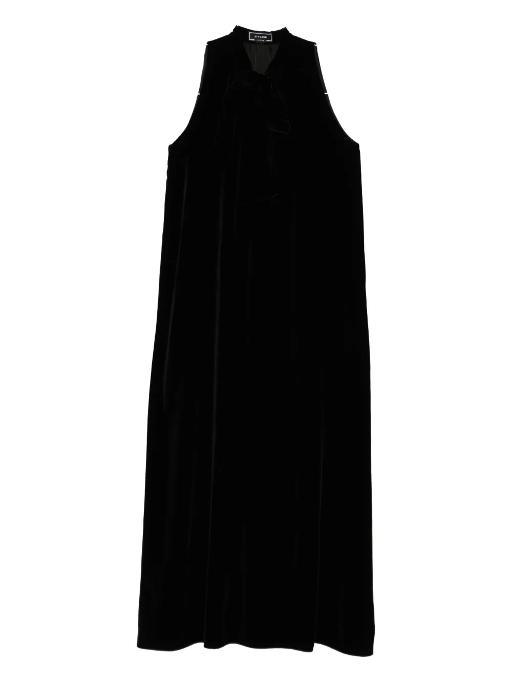 Styland Bow-neck Velvet Dress In Black