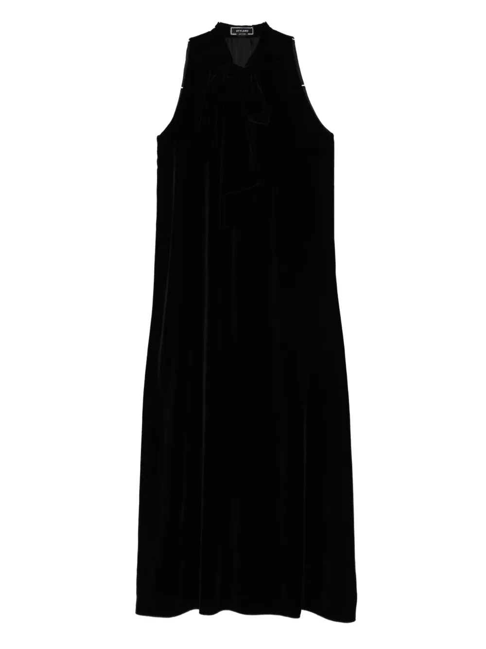 bow-neck velvet dress