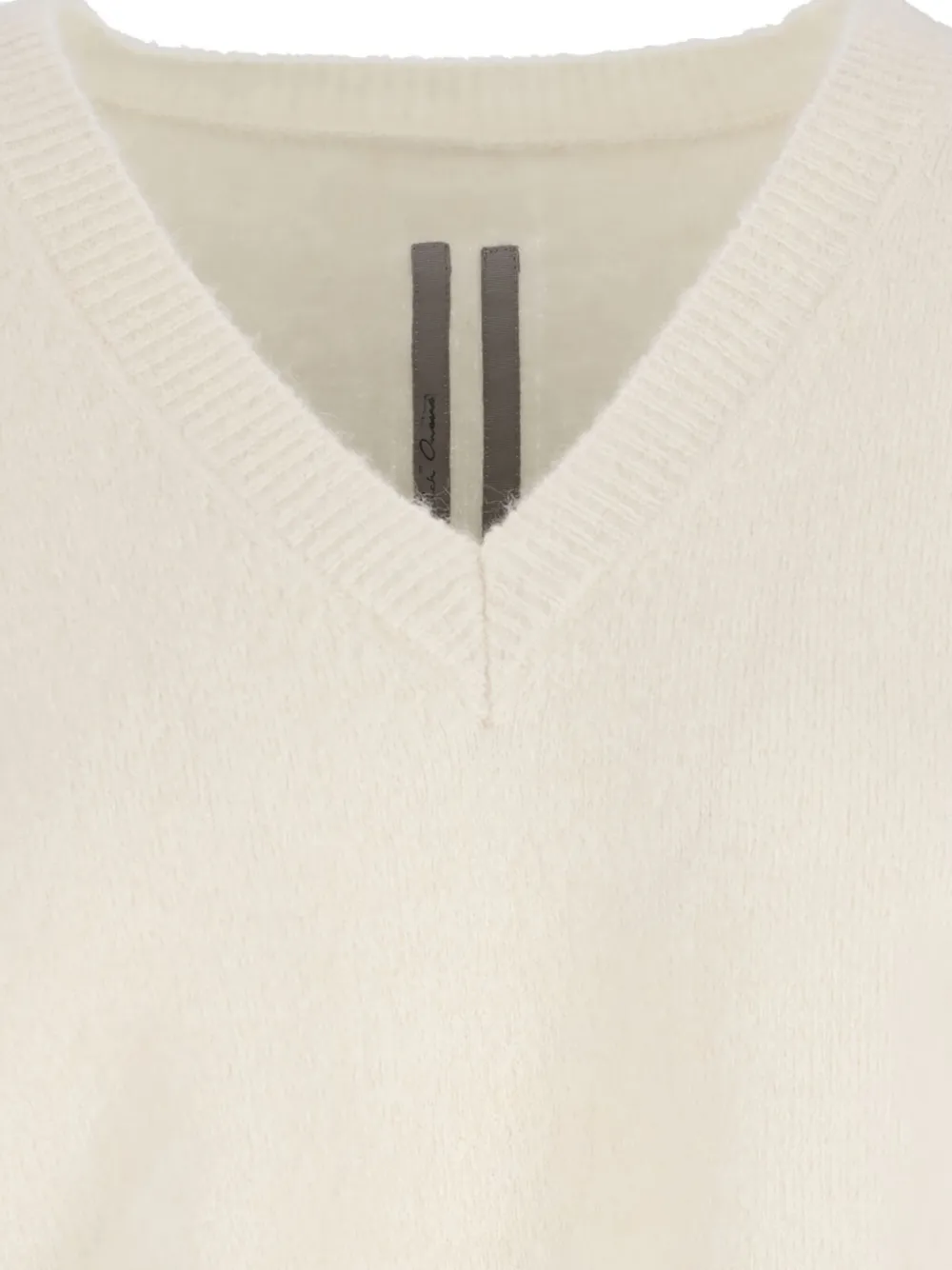 Rick Owens V-neck alpaca wool sweater Beige