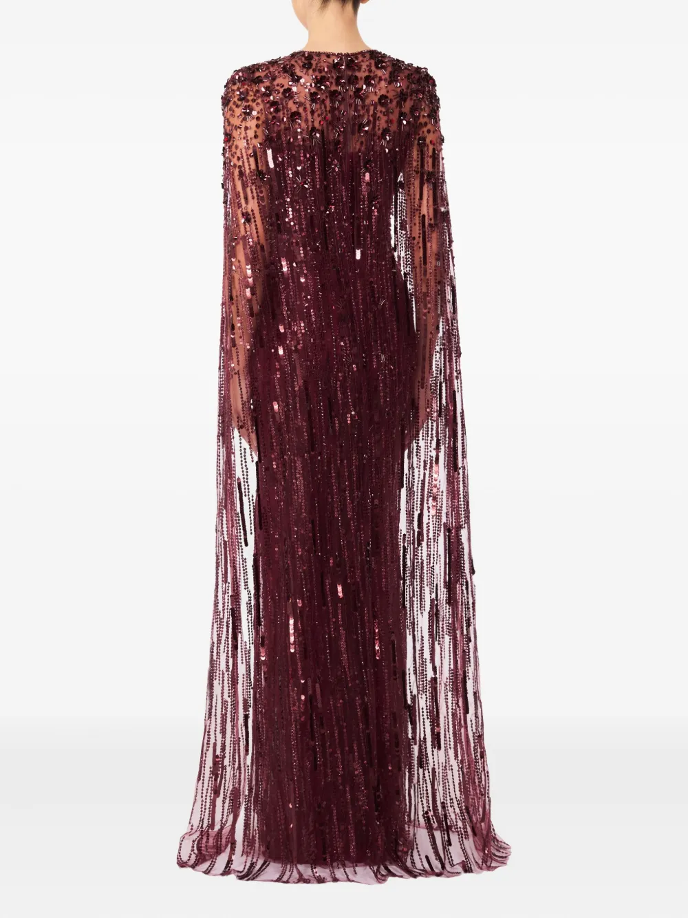 Jenny Packham Ruby sequin-embellished cape maxi dress - Paars