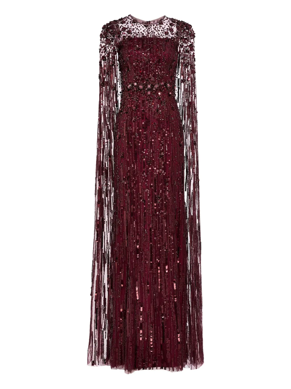 Ruby sequin-embellished cape maxi dress