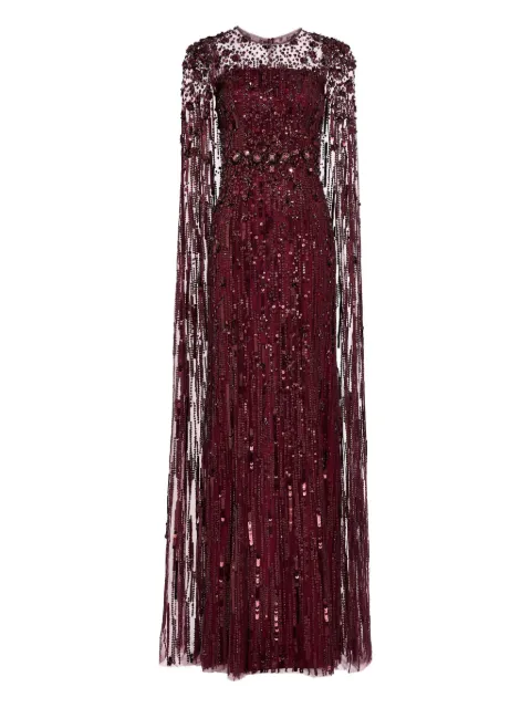 Jenny Packham Ruby sequin-embellished cape maxi dress