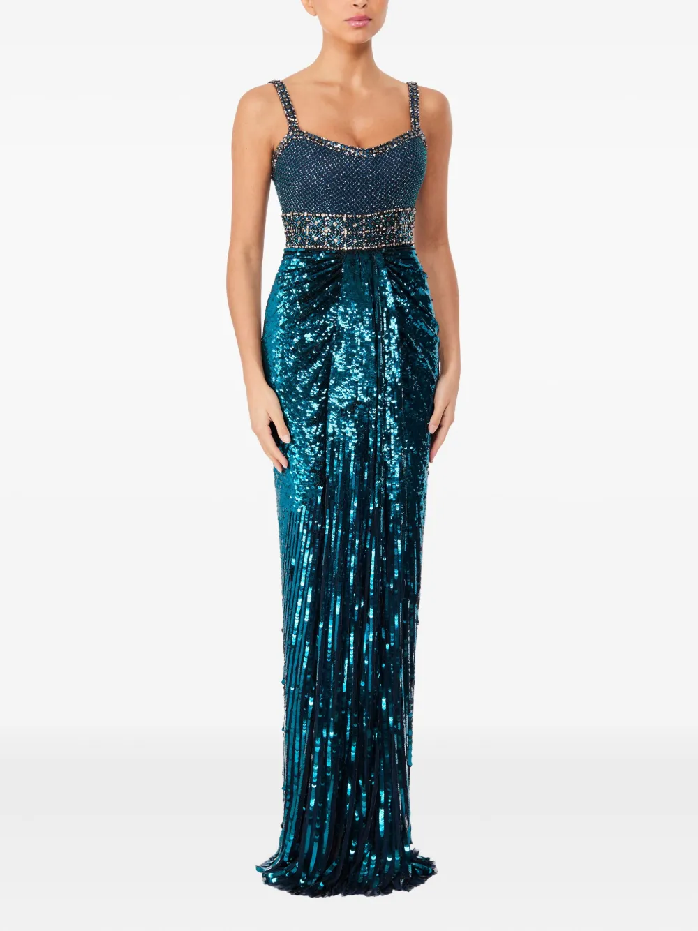 Jenny Packham Only You embellished-sequin maxi dress - Blauw