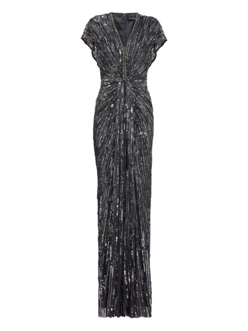 Robe longue ornée de sequins à col v - Jenny Packham - Modalova