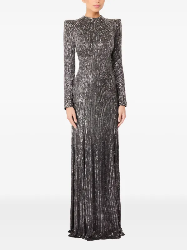 chinese dress ladies Black Sequin Long Sleeve Maxi Dress – InTheStyle main image 0