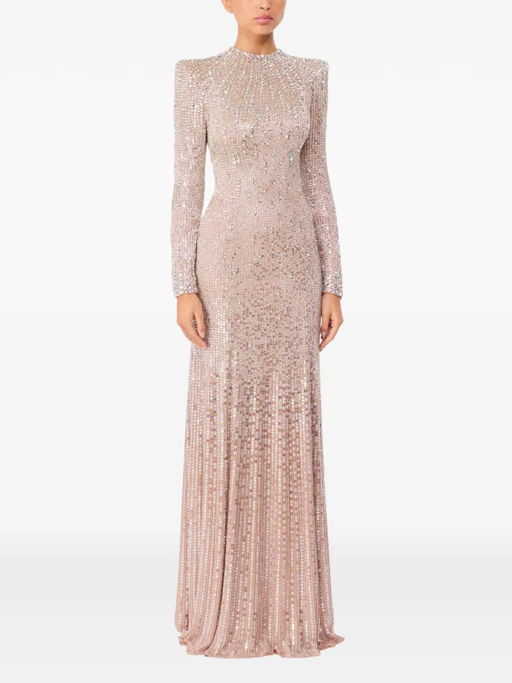 Jenny Packham Rory embellished mock-neck maxi dress - Beige