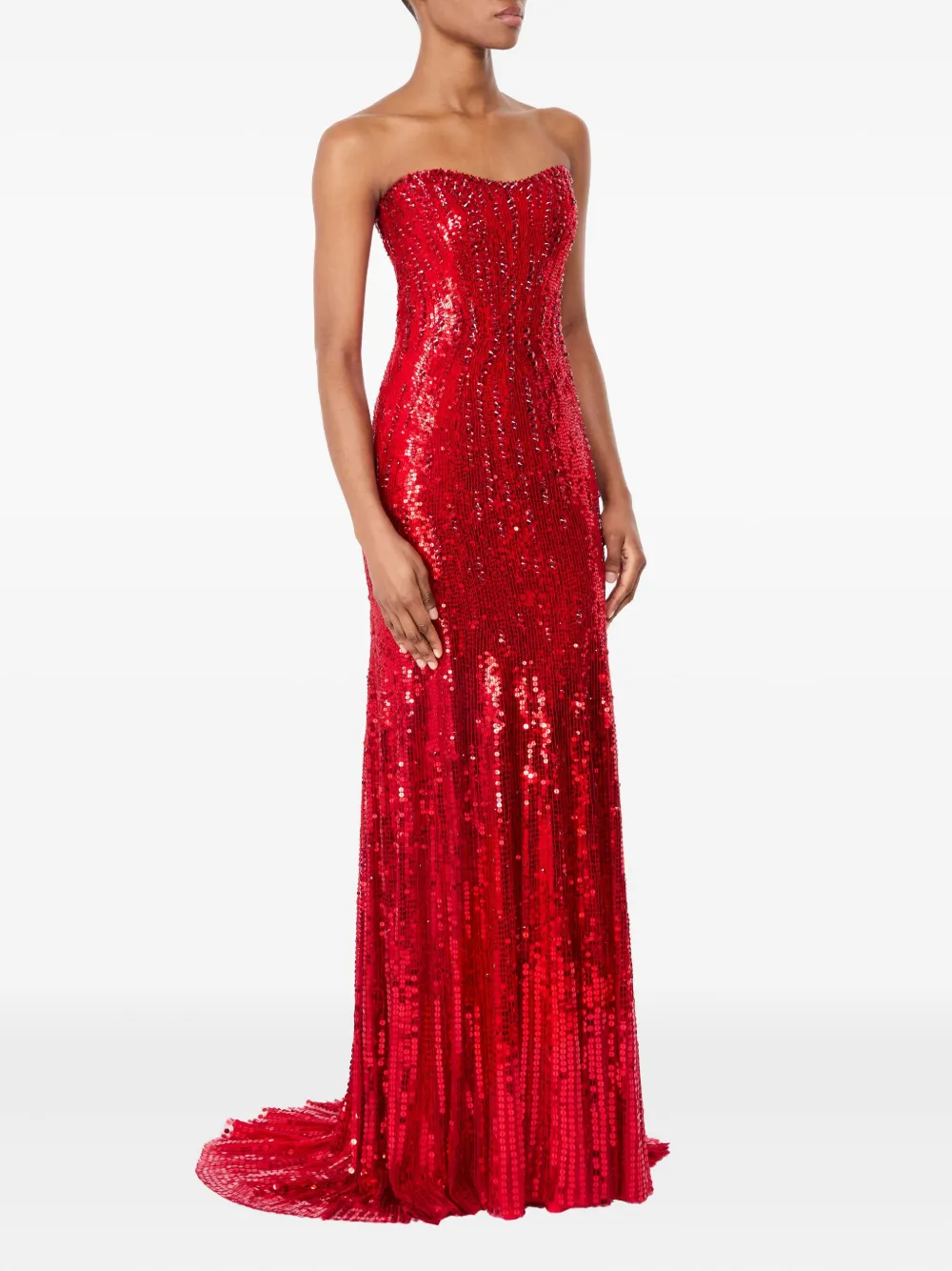 Jenny Packham Sarai Embellished Strapless Maxi Dress In Red