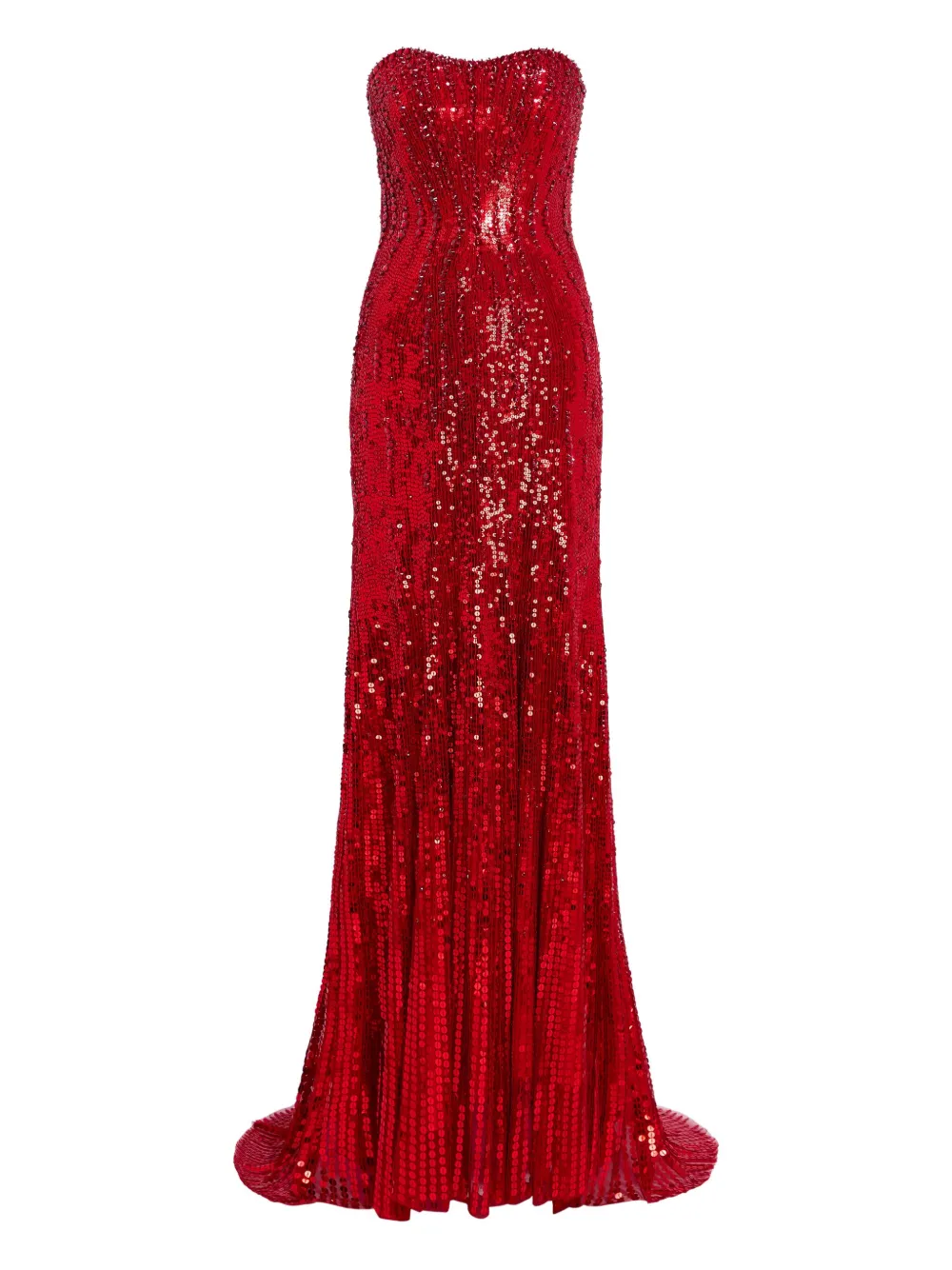 Jenny Packham Sarai verfraaide strapless maxi-jurk Rood