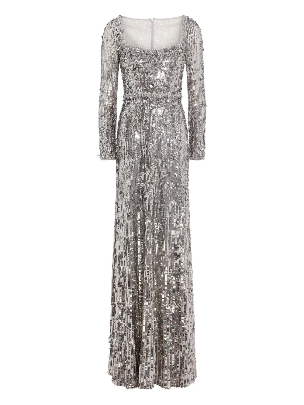 Jenny Packham Kestra Sequin-embellished Maxi Dress In Silver