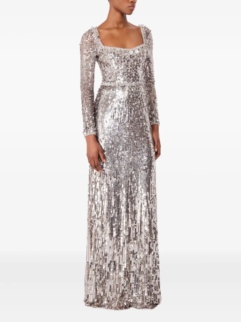 Jenny Packham Mestra maxi-jurk verfraaid met pailletten - Zilver