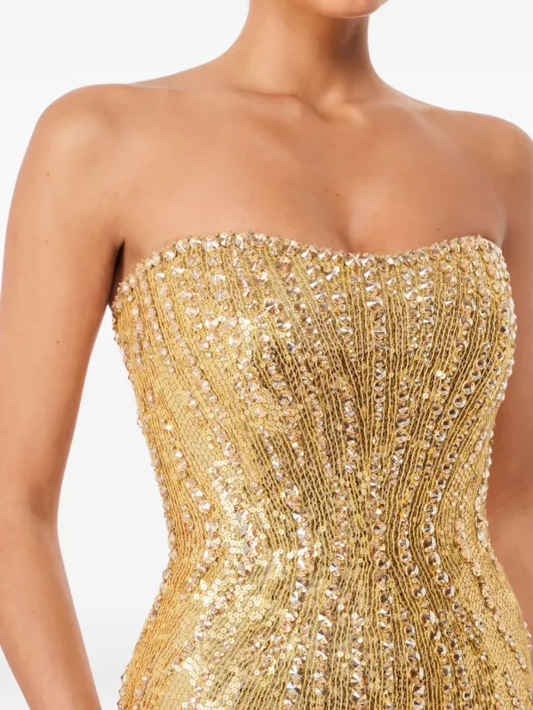 slim fit dress slacks Metallic Tube Strapless Front Bow Mini Dress Gold / Medium