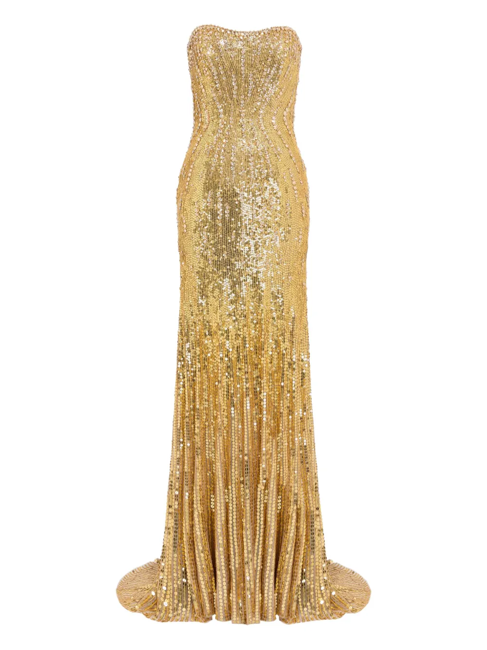 Jenny Packham Sarai Sequin-embellished Strapless Maxi Dress In Brown