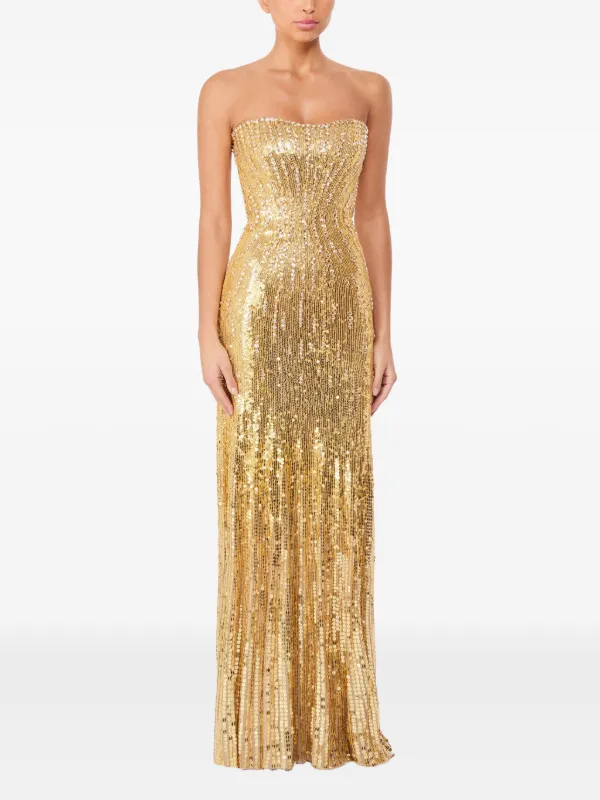 Jenny Packham Sarai sequin-embellished Strapless Maxi Dress | Gold | FARFETCH JO Jenny Packham Sarai sequin-embellished Strapless Maxi Dress | Gold | FARFETCH JO