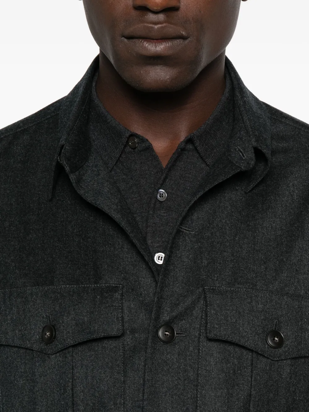 Canali T-shirt met dubbele zak Grijs