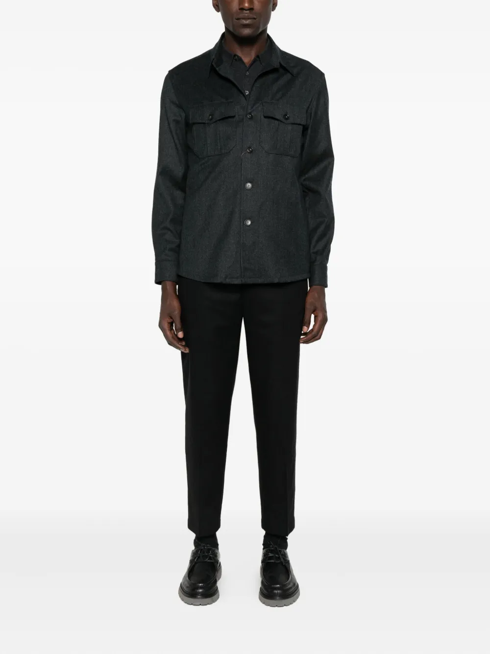 Canali T-shirt met dubbele zak Grijs