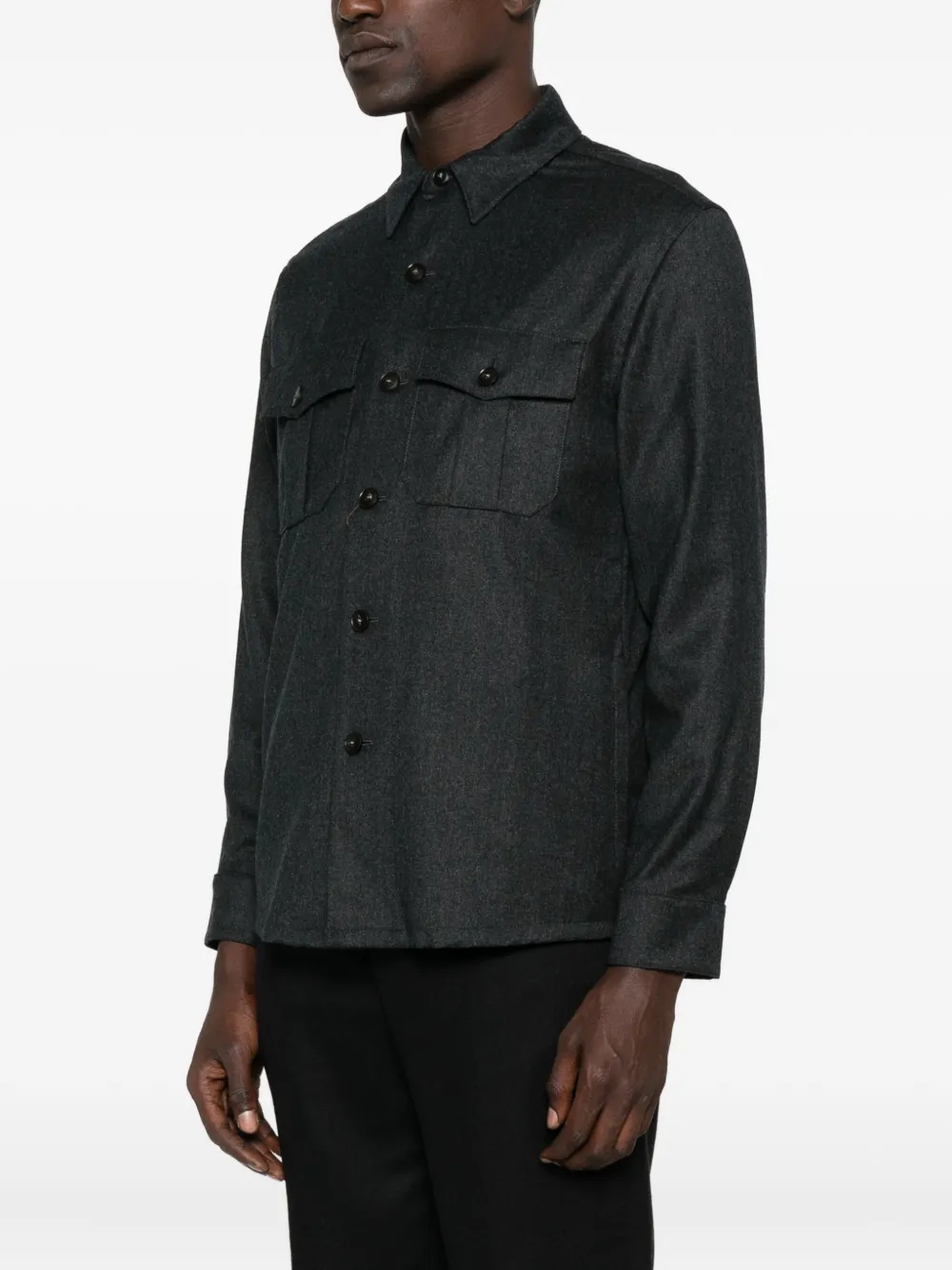 Canali T-shirt met dubbele zak Grijs