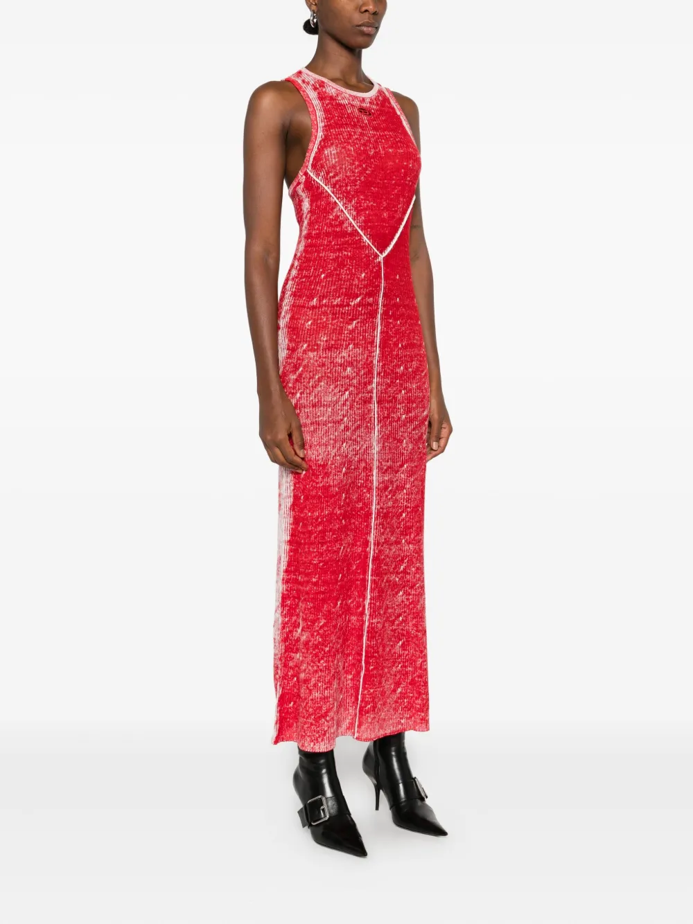 Diesel M-Rab ribbed sleeveless maxi dress Rood