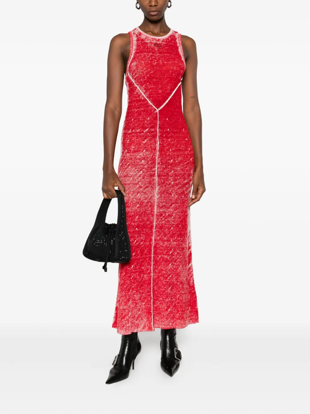 Diesel M-Rab ribbed sleeveless maxi dress Rood