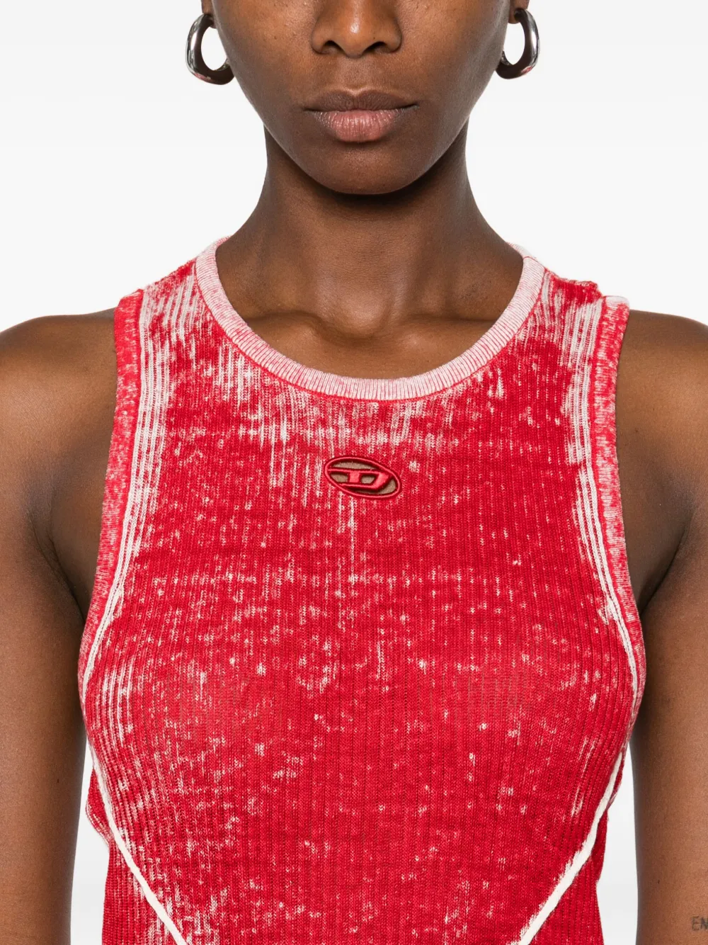 Diesel M-Rab ribbed sleeveless maxi dress Rood