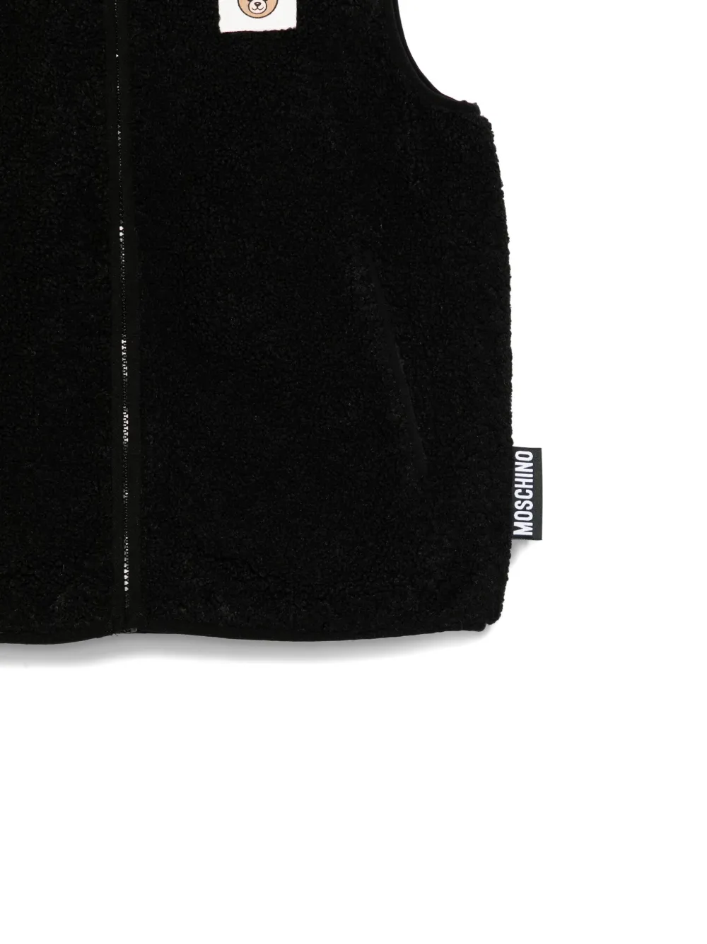 Moschino Kids teddy-patch hooded vest Zwart