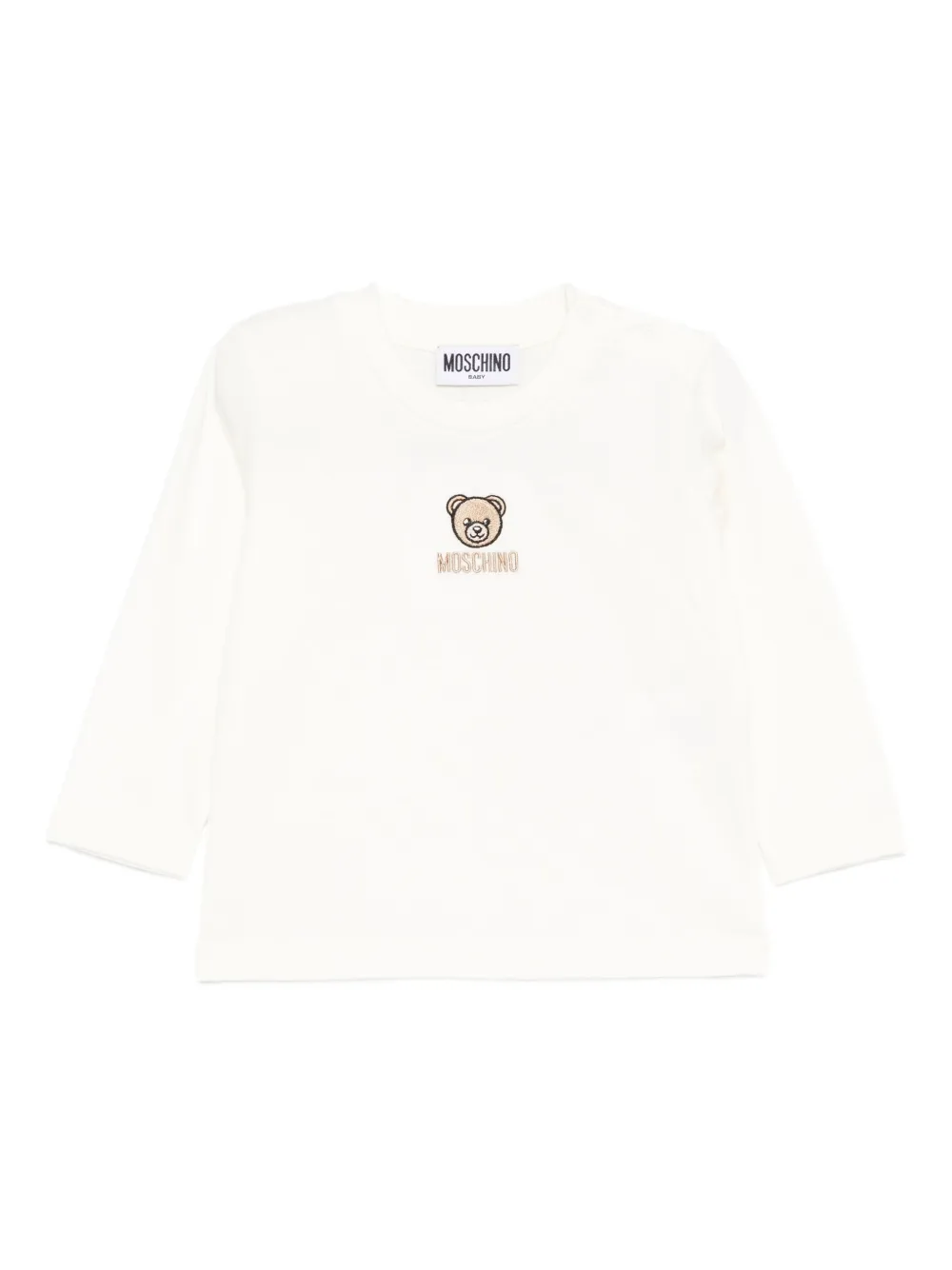 Moschino Kids teddy-embroidered long-sleeve T-shirt Wit