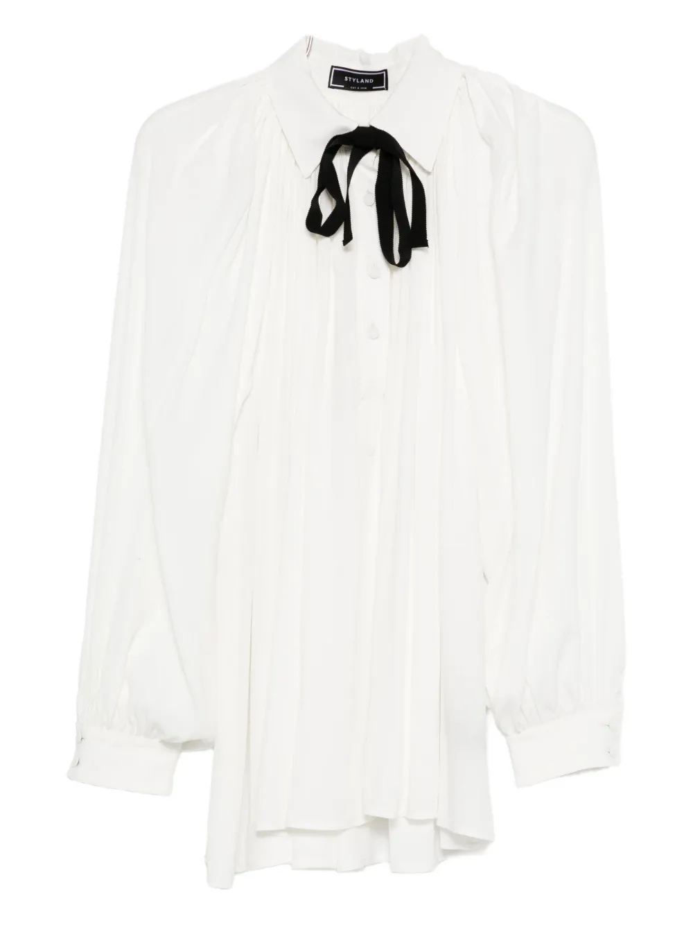 Styland Bow-detailed Balloon-sleeve Blouse In White