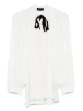 STYLAND bow-detailed balloon-sleeve blouse - White