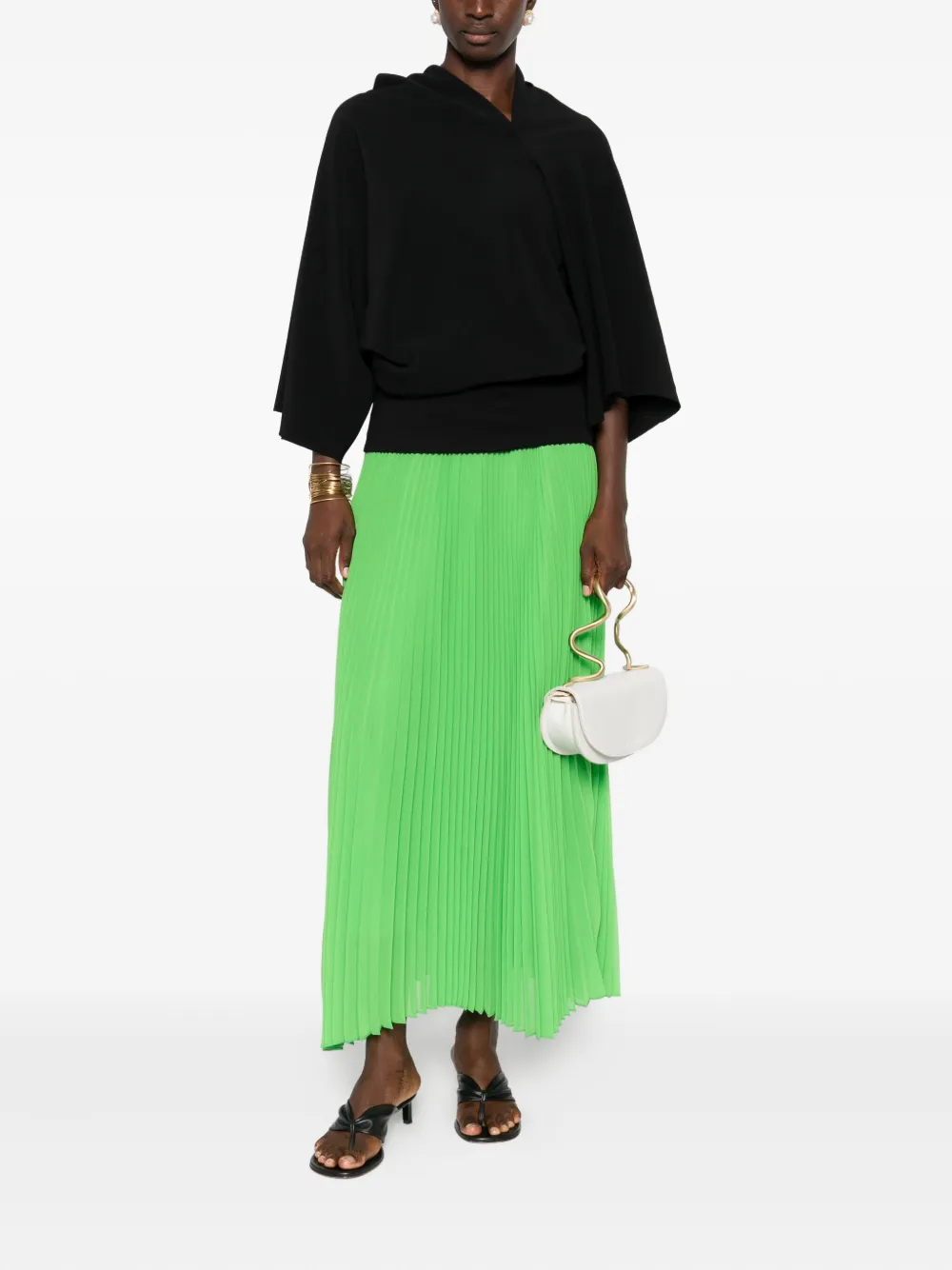 STYLAND pleated maxi skirt - Groen