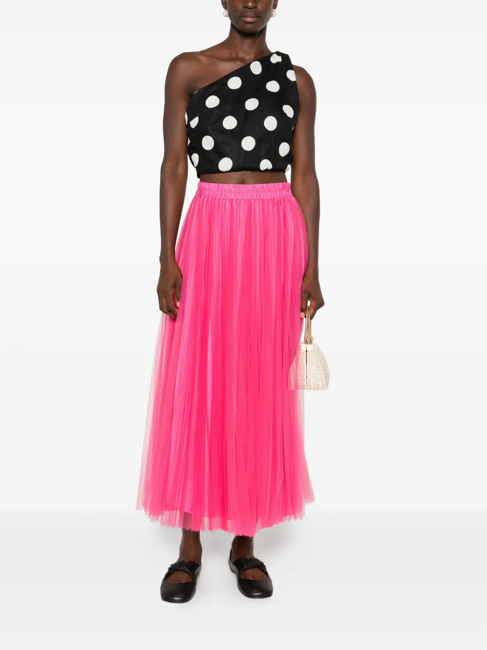 STYLAND pleated-tulle midi skirt - Roze