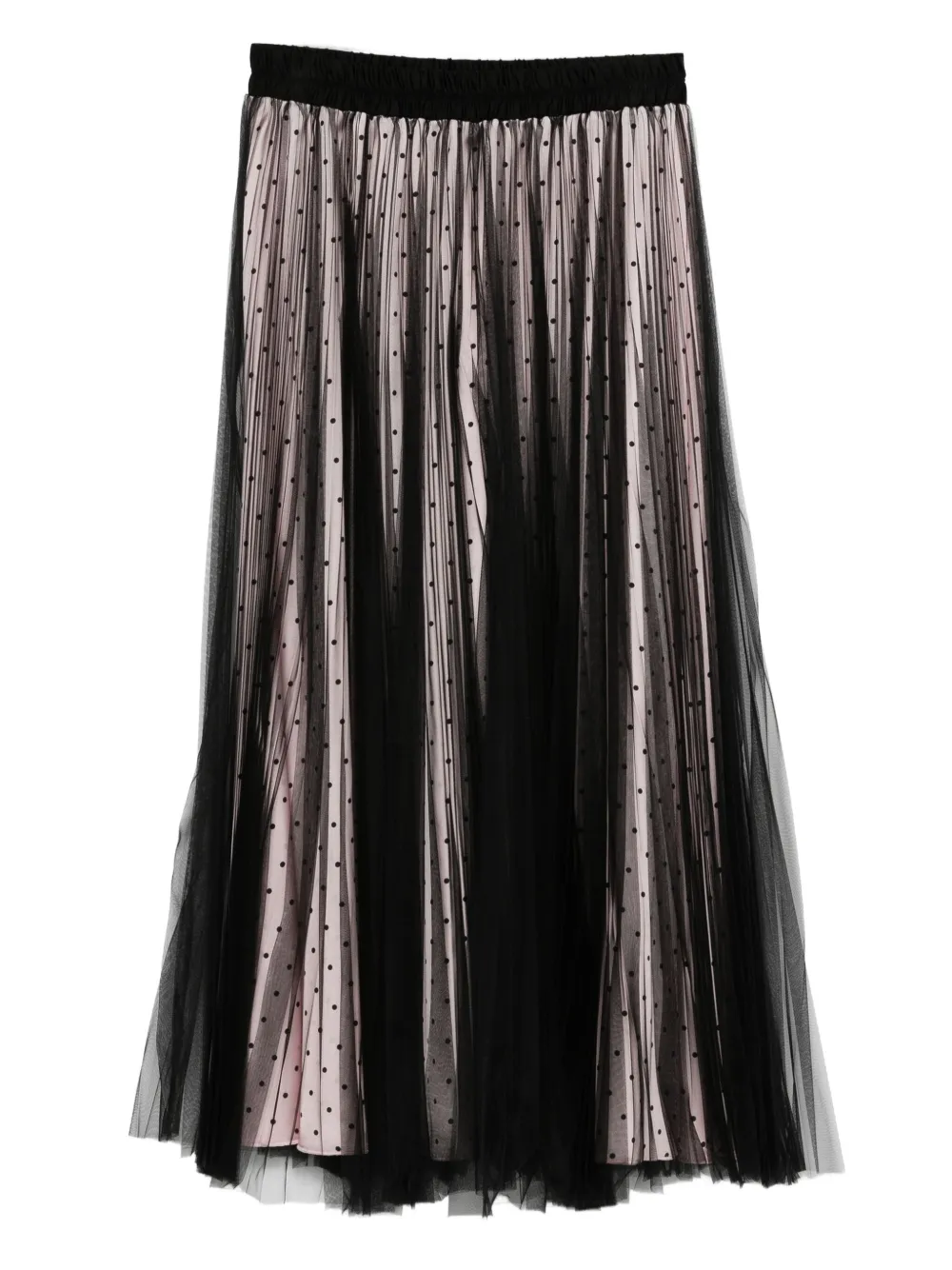 pleated polka-dot tulle midi skirt