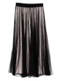 STYLAND pleated polka-dot tulle midi skirt - Black