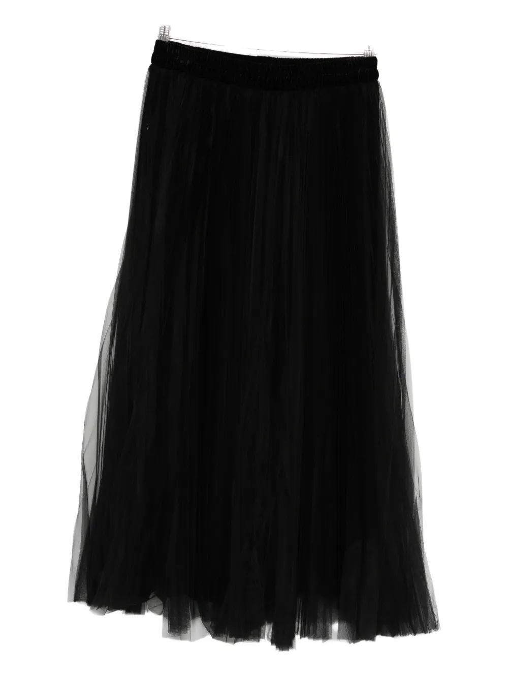 Styland Pleated-tulle Midi Skirt In Black