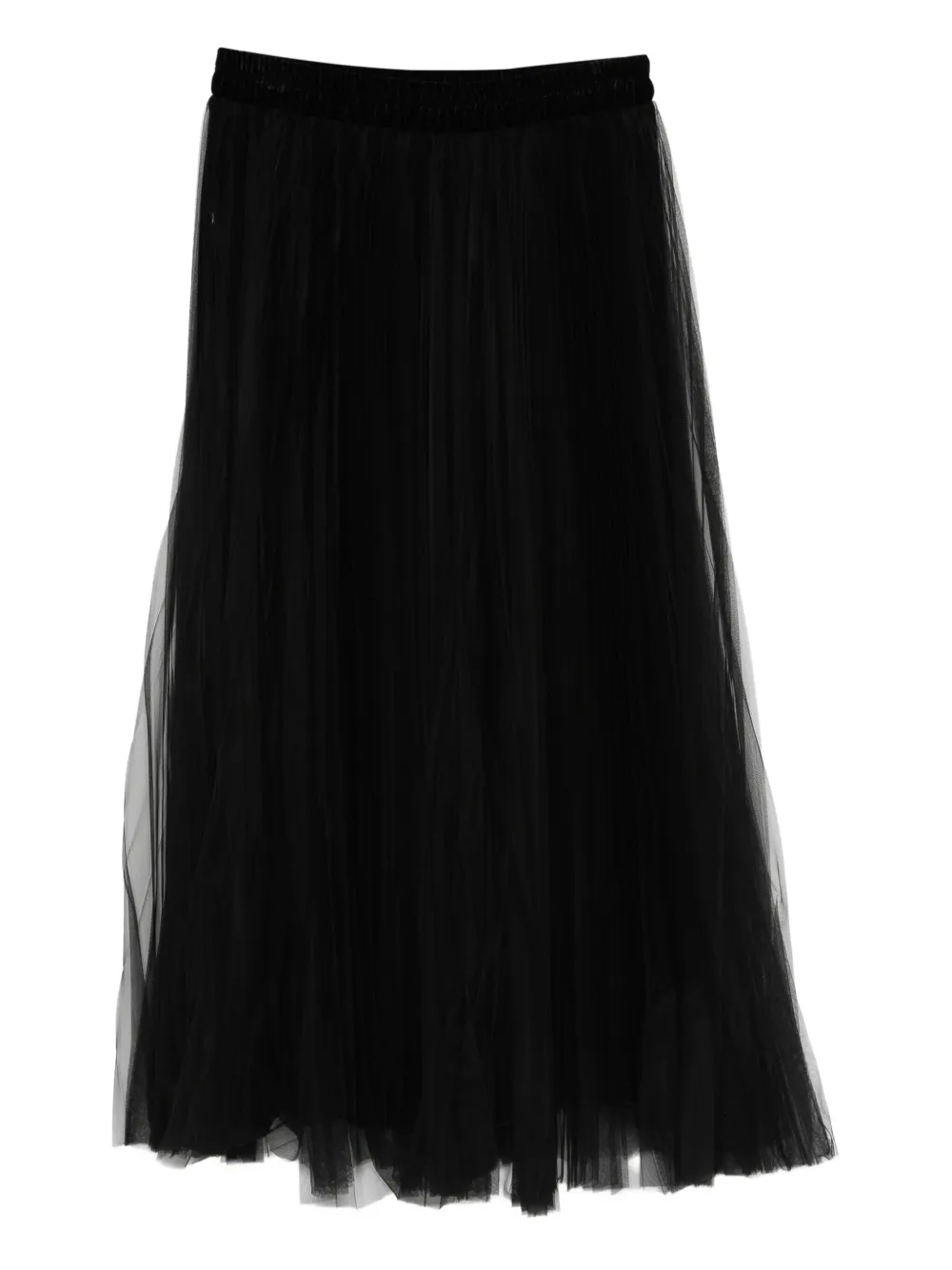 pleated-tulle midi skirt