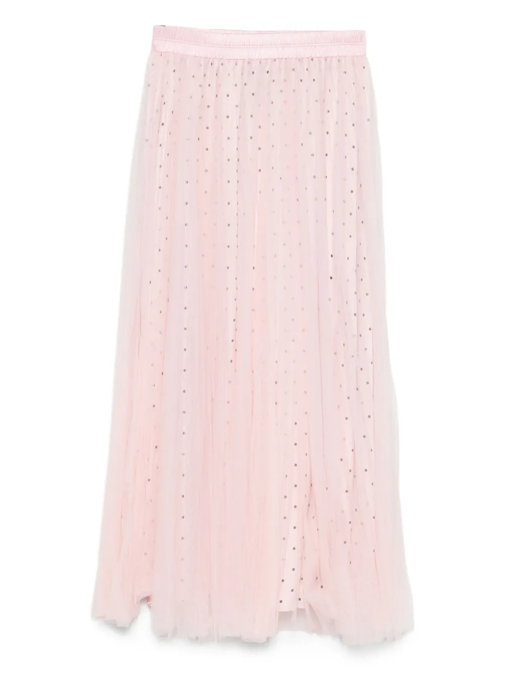 pleated polka-dot midi skirt