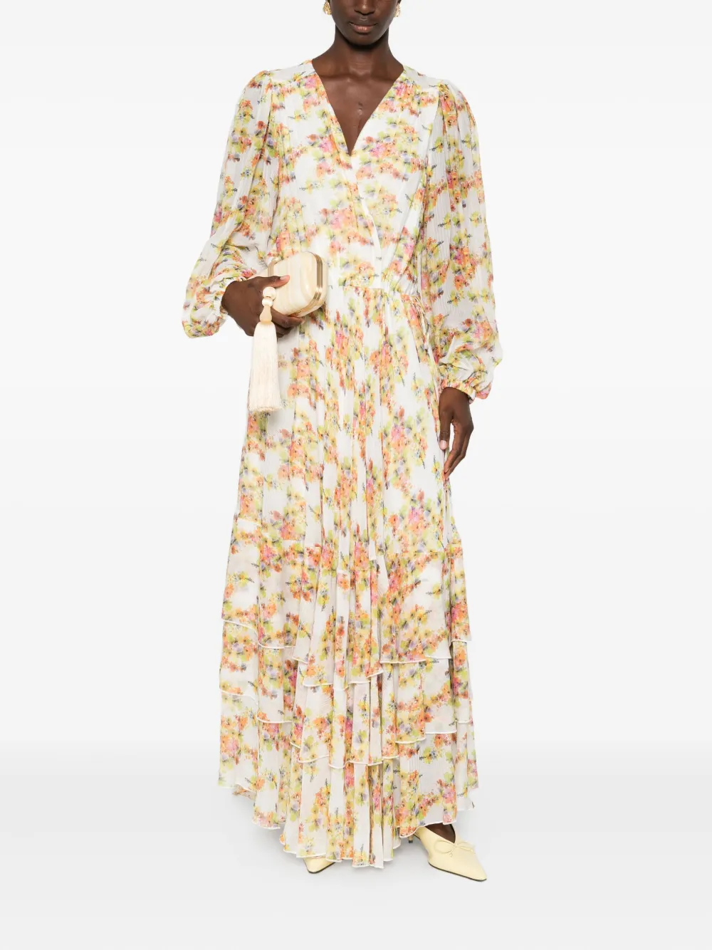 STYLAND floral-print tiered dress - Wit