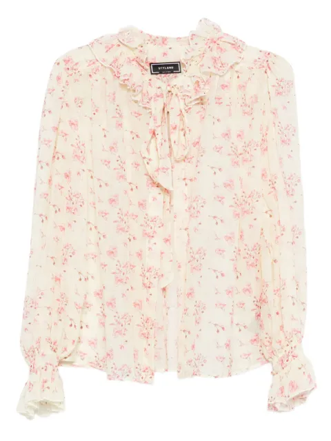 STYLAND ruffled floral-print blouse
